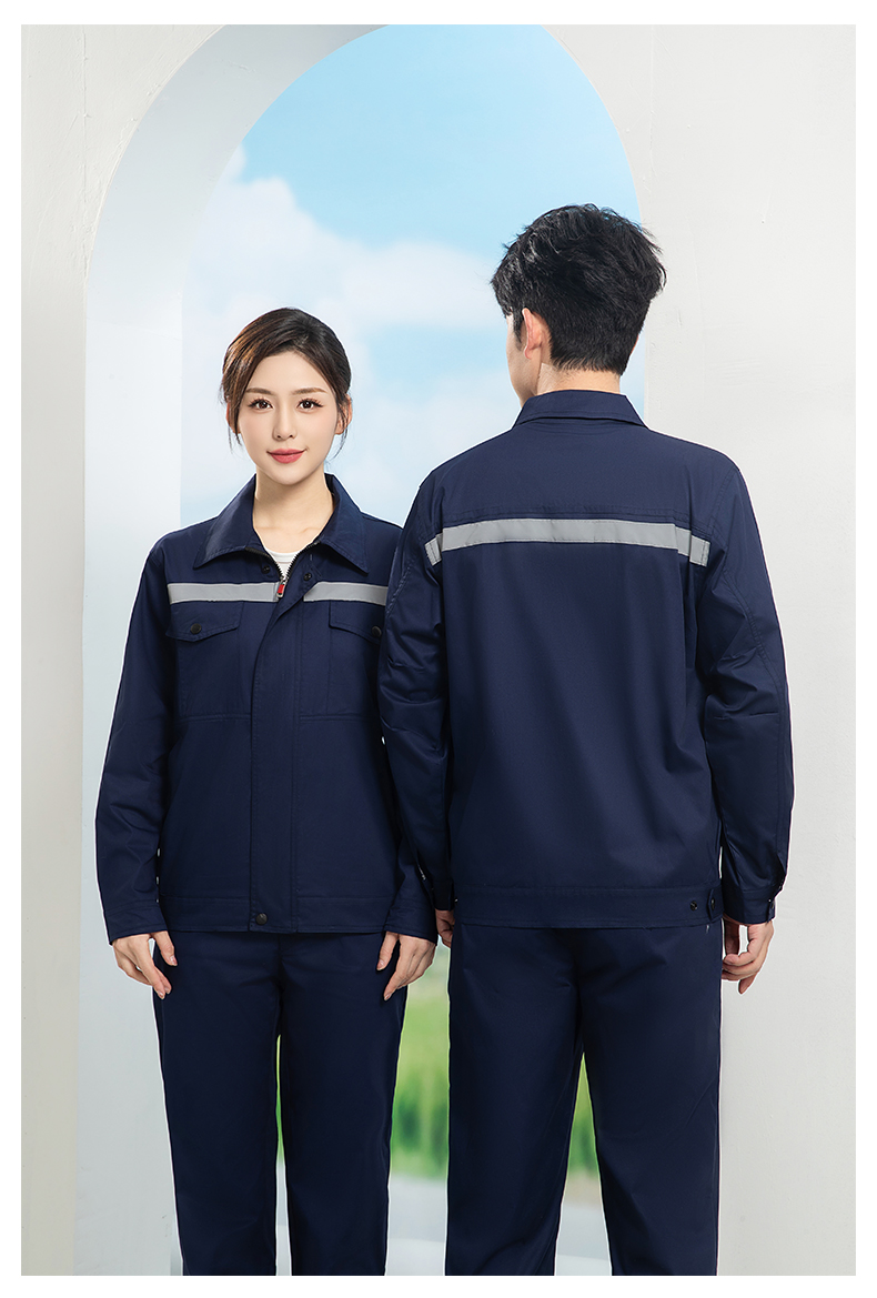 工作服夏季薄款短袖建築施工洗車店汽車維修反光條工裝勞保服定製-反光套裝訂製 