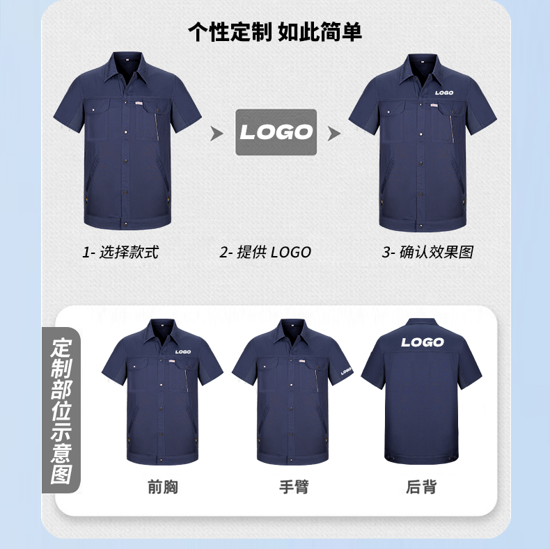 純棉工作服定製印logo夏季企業工廠倉庫機修定製刺繡透氣勞保服-工廠廠服訂製 